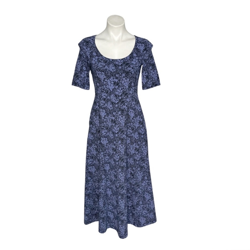 PACT Blue Dress Fit & Flare Signature Scoop Stretch Organic Size Small - Picture 2 of 11
